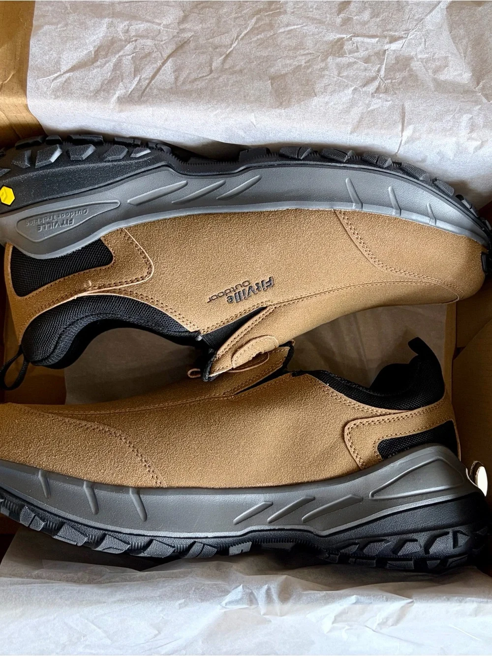 FitVille Low-Top LugMax Outdoor Slip-On V3 Hiking Shoes Dune Brown